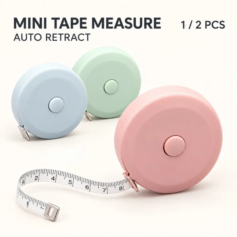 1/2PCS Mini Retractable Tape Measure Cute Compact Measuring Tape with Automatic Rewind for Sewing Crafts Body Measurements