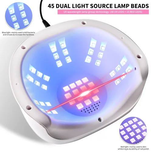 Imagen 2 del producto Limegirl-Lámpara LED UV para uñas, Gel de secado rápido, resina para esmalte de uñas, 4 temporizadores, diseño de diamantes, 45LED, máquina secadora de luz UV para manicura