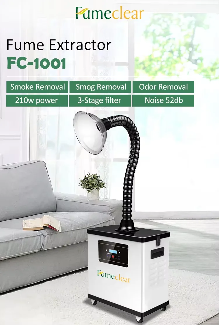 Fumeclear 210W Low Noise Strong Power Beauty Salon Nail Dust Vacuum Collector 210W Table Nail Dust Extractor