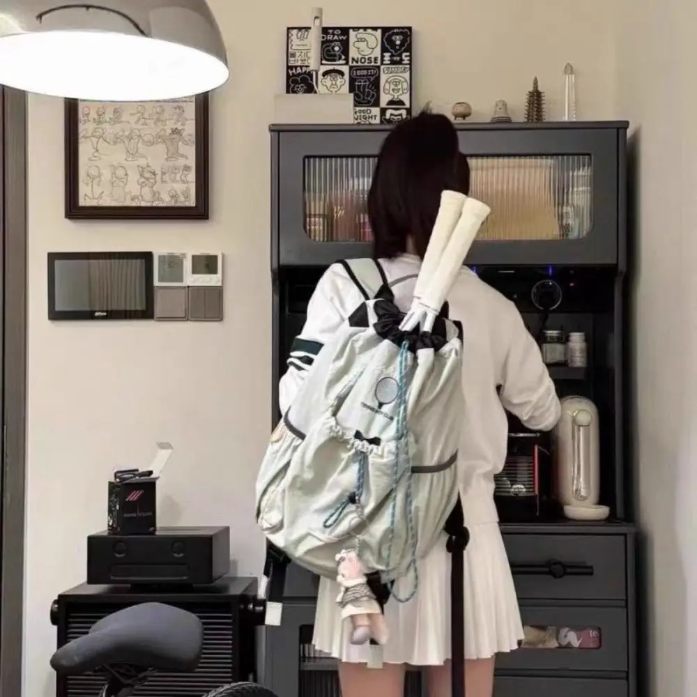 

Large Capacity Sport Racket Storage Backpack Nylon Badminton Fitness Shoulder Bag Lightweight Tote Bag Drawstring Fitness Bag