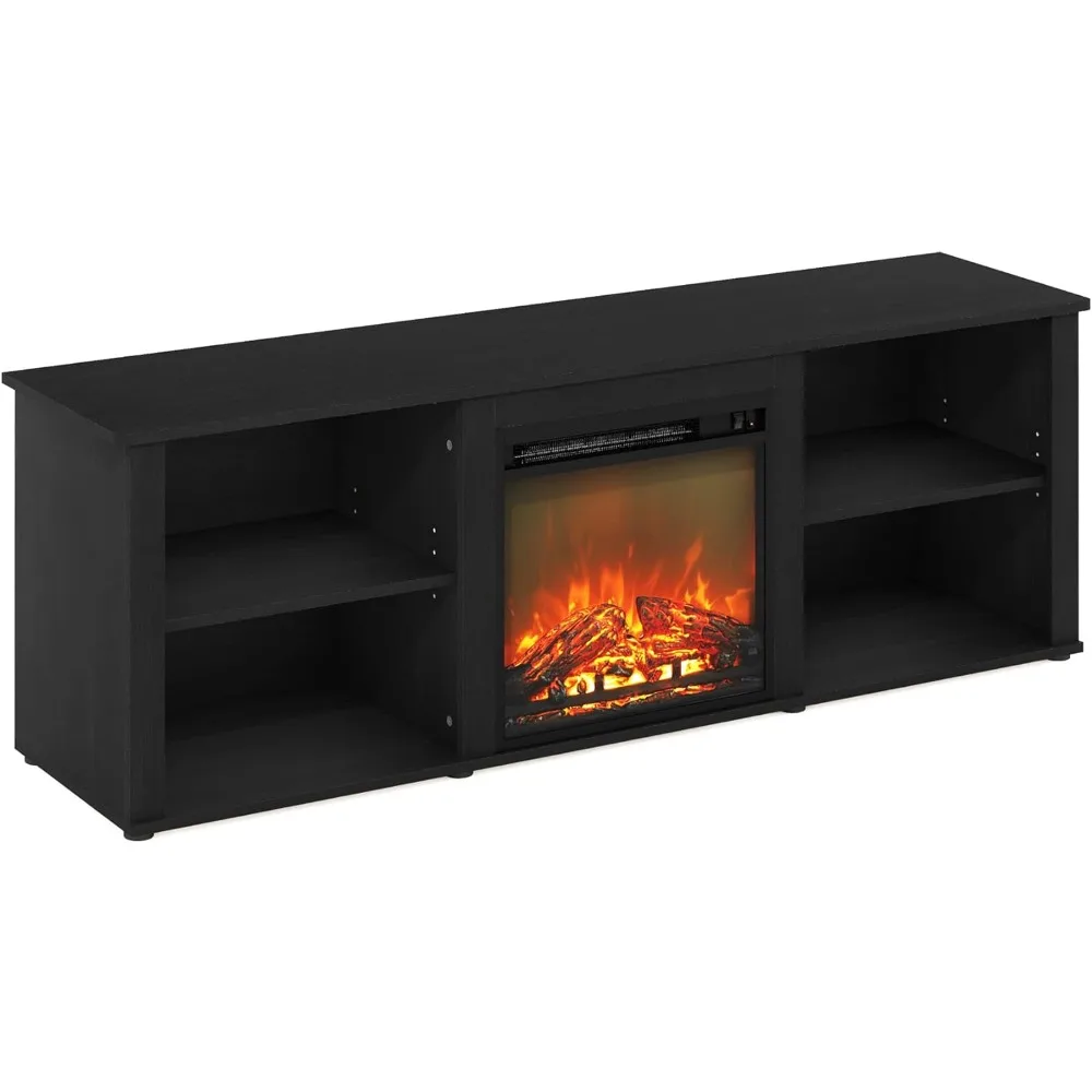 Classic 70 Inch TV Stand with Fireplace, Americano