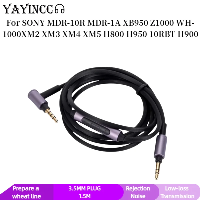 

YAYINCC 3.5mm Jack Aux Cable For Sony WH 1000 XM2 XM3 XM4 XM5 H900N 800 MDR 1000x ATH MSR7 Headphones HIFI Audio Mic Connecter