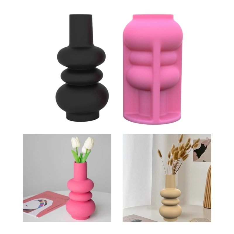 Resin Vase Silicone Mold Gourd Shape Vase Resin Casting Mold Makeup Brush Holder Flower Arrangement Vase Ornament Mold R3MC