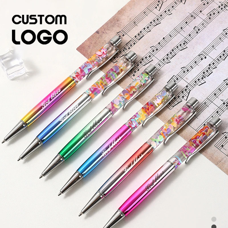 

10pcsFashion Musical Symbols Foil Pen Rotating Metal Ballpoint Pens Personalized Custom Logo Carving Name Exquisite Gifts