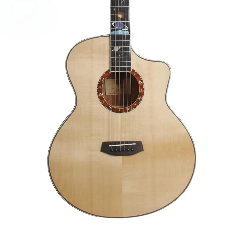 

Glossy Colour 40 Inch Cutaway Space-star Design Acoustic Guitar with Spruce Top Laminated Mahogany Back and Side