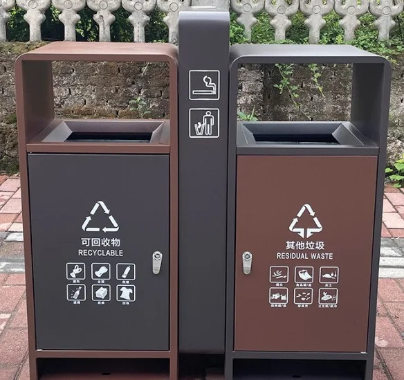 

Stainless Steel Recycling Waste Bin, Garbage Bin Used for Outdoor Public Street Garbage Bins