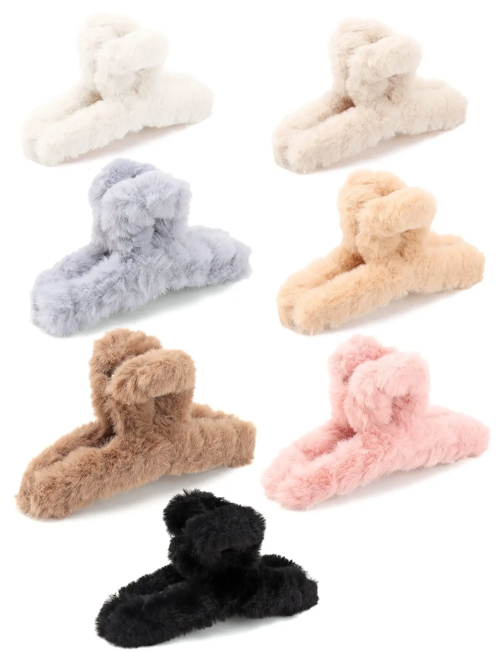 

Claw Clips,7 Pcs Fuzzy Hair Clips Set,4.5" Hair Claw Clips for Thick Hair, Must Have Fuzzy Claw Clip in Winter and Spring