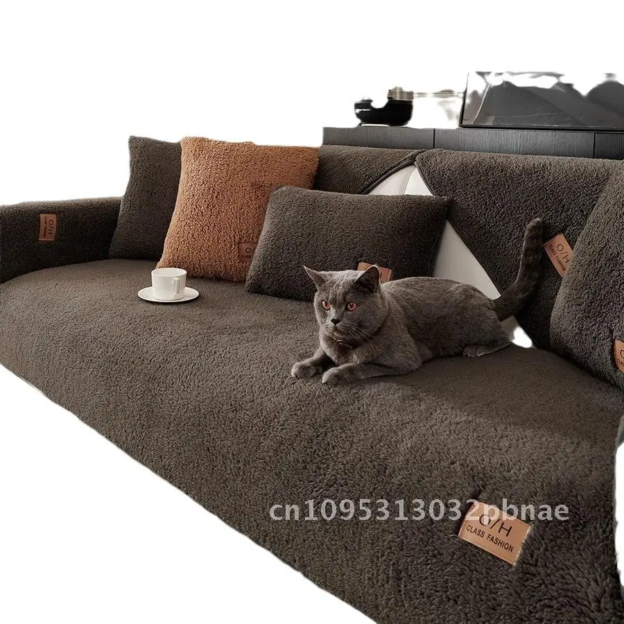 

Cashmere Sofa Cushion Winter Non-slip Plush Thickened Nordic Sofa Cover Cushion Cover