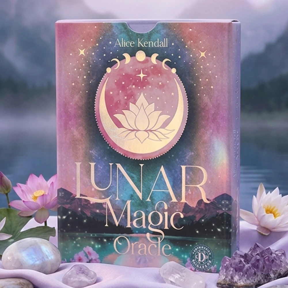 Baraja de Oráculos Mágicos Lunares, 40 Cartas Lunares con Doble Relieve, 10.5*7.5cm, Fases Lunares, Diosa, Animales Sagrados, Plantas, Regalo Espiritual