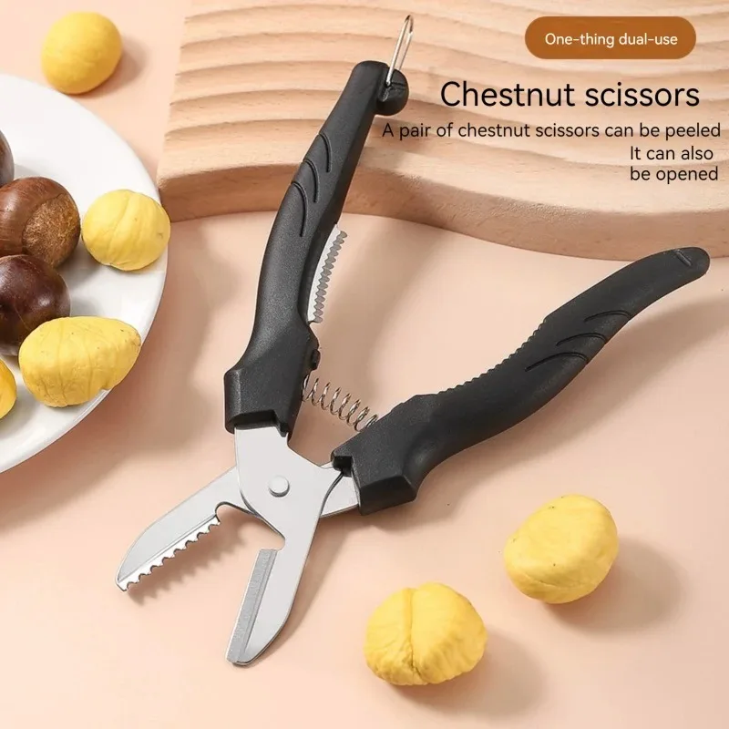 Multipurpose Chestnut Scissors Peeler Chestnut Shell Peeling and Leather Clip Cross Cutting Knife Chestnut Peeler For Kitchen