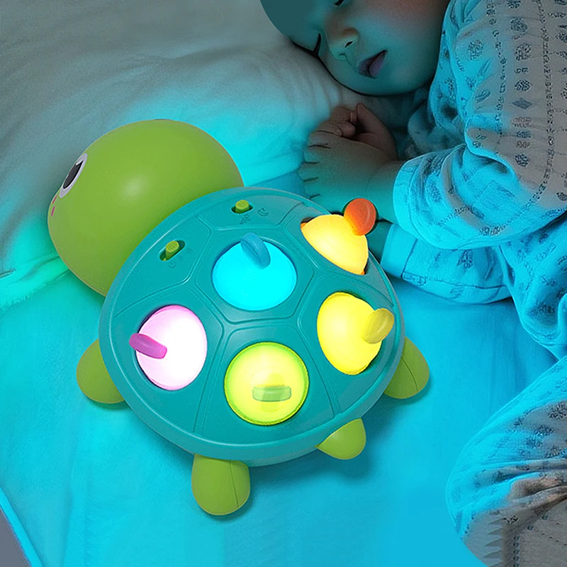 【BS】Babyspeelgoed 6-12 maanden, muzikaal schildpad-babyspeelgoed, bijtspeeltje met oplichting voor baby's, educatief speelgoed voor vroeg leren
