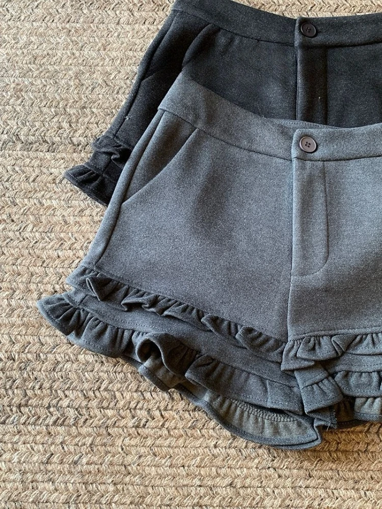 High Waist Black Wide Leg Short Pants Women's Casual Trousers Korean Style A- Line Shorts Solid Japanese Style Fashion Shorts