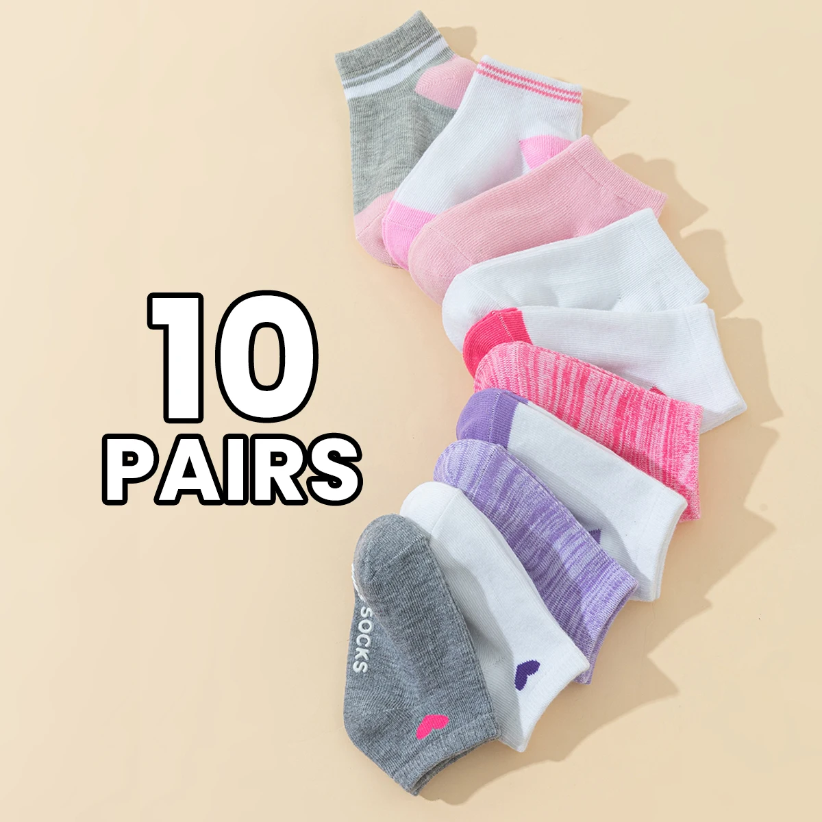 10 Pairs Anti-Slip Point-Attached Ankle Socks for Infants, Baby Walking Socks, Suitable for Both Boys and Girls for Daily Wear