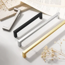 Square bright gold,silver, black cabinet door handle kitchen cabinet drawer closet extension aluminum handle