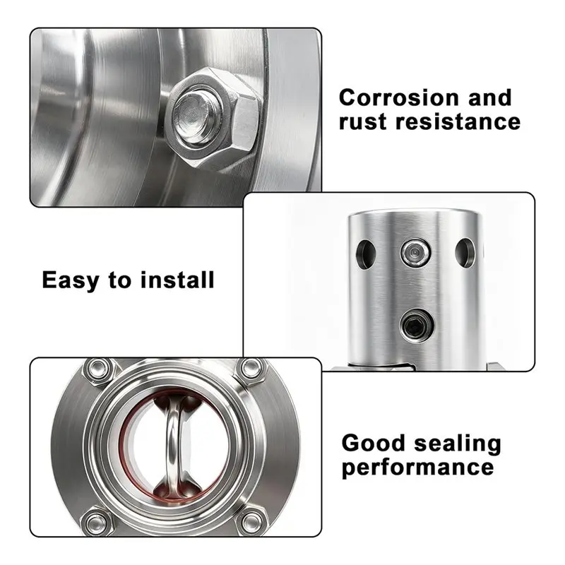 A27F-Tri Clamp 1.5 Inch 2-Pack Sanitary Butterfly Valve Stainless Steel 304(1.5