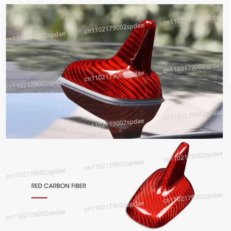Real Hard Red Carbon Fiber Shark Fin Antenna Cover Car Decorative Protective Shell