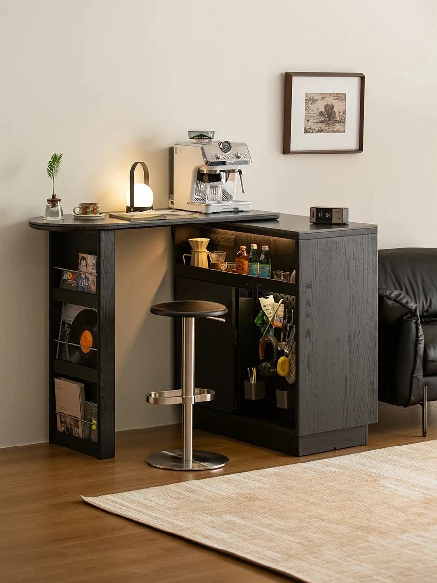 

Retractable bar table household mobile wine cabinet dining table integrated living room partition cabinet