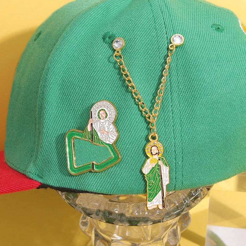 Neue mexikanische Metall Abzeichen Emaille Pins kreative Jesus Anhänger Cowboy Hut Clip Abzeichen Tasche Pin Golf Cap Basketball Clip Schmuck Geschenk – Detail 7
