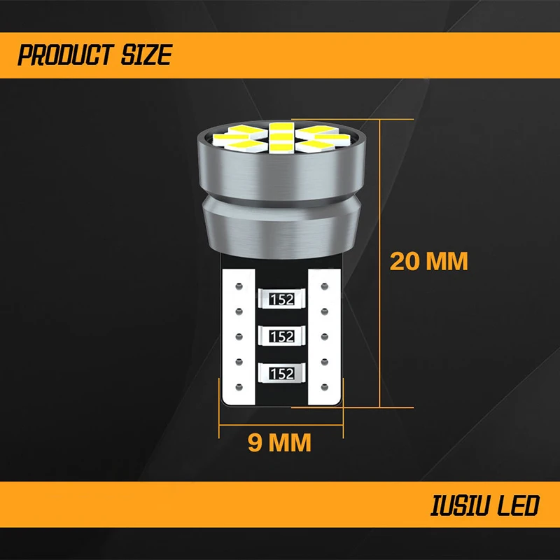 1PCS High Quality T10 W5W 168 192 Led Tail Light 2016 9smd 12V Auto Lamp CANBUS NO Error Car Marker Parking Bulb