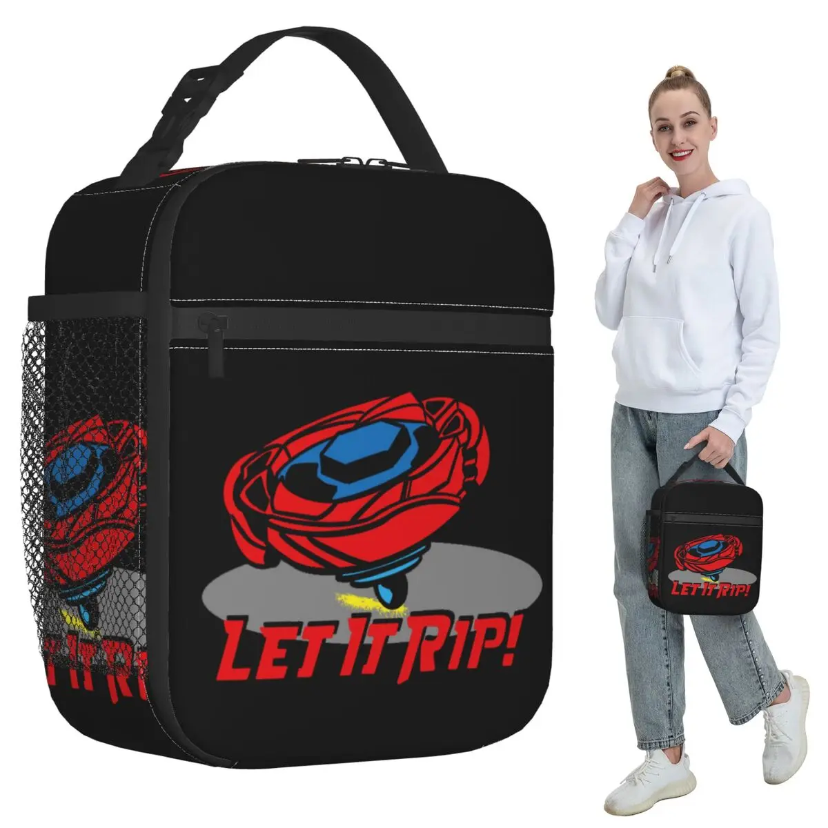 Beyblade Burst Let It Rip Isolierte Lunchtasche für Damen, Büro-Kühltasche, Thermo-Lebensmittelbox, auslaufsichere Lunchboxen, Behälter