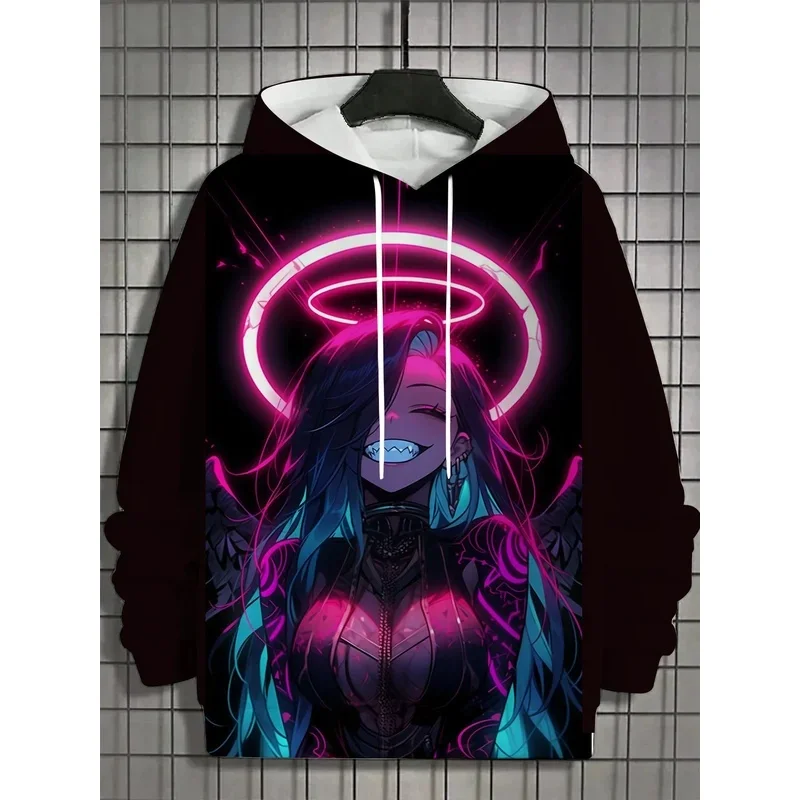 Men's Japanese Style Samurai Girl 3D Hoodies Fashion Cool Daily Anime Pullover Sweatshirt Outdoor Casual Party Holiday Tracksuit