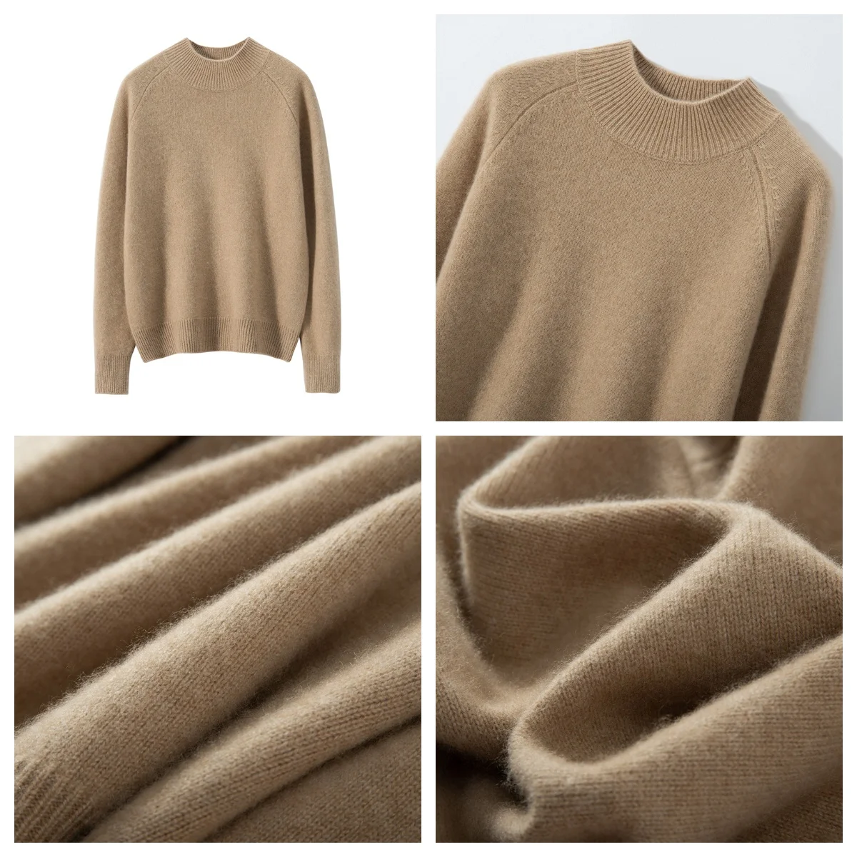 WinvyNee Women Cashmere Merino Wool Sweater Half High Collar Causal Thick Solid Knit Tops Loose Pullovers Jumper Autumn A1054018