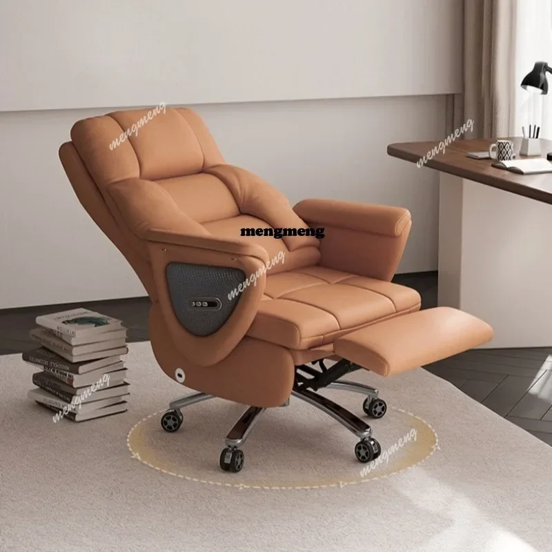 

F182 cowhide office boss chair is comfortable and sedentary, computer chair, household electric massage chair can be reclined