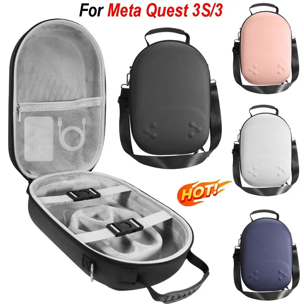 Shockproof VR Glasses Storage Bag EVA Portable Protective Box Shoulder Strap Anti-fall for Meta Quest 3S/3 Headset