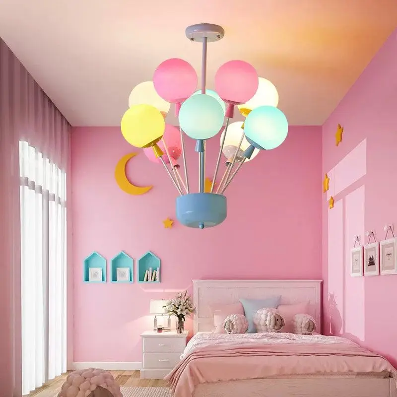 Cartoon balloon chandelier boys girls bedroom children's room lamp modern romantic colorful balloons chandeliers