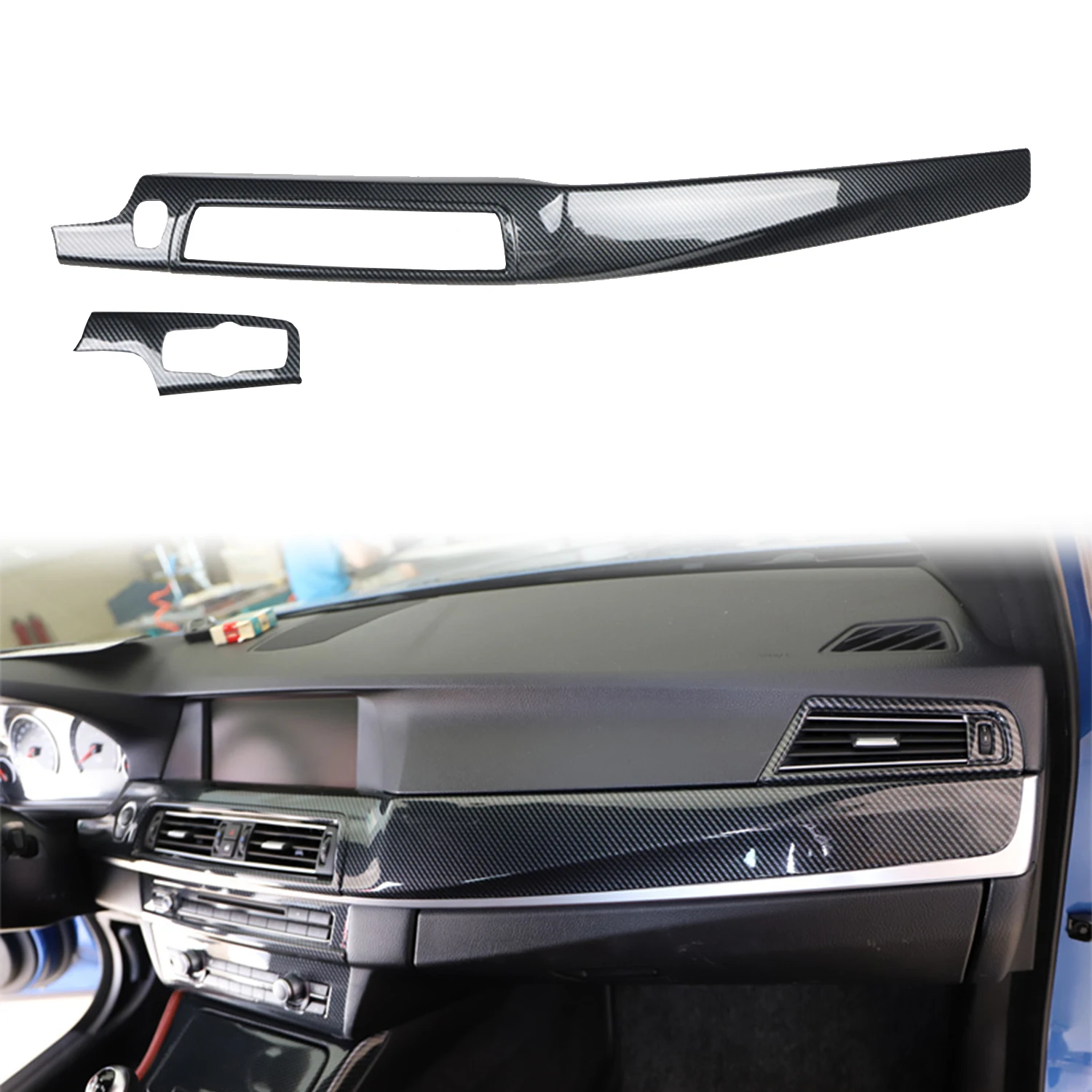 

For BMW M5 2012 2013 2014 LHD!!! RHD!!! Carbon Style Interior Central Console Molding Strip Cover Trim 2pcs