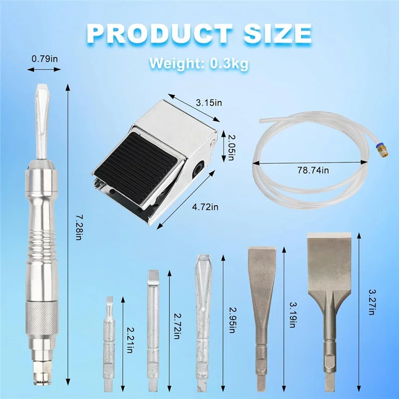 CYCLI-Micro-Air Flux Chipper لإزالة الجص لحام الخبث الحجر ونحت الخشب مع مفتاح القدم و5 الأزاميل WL-12595K #6