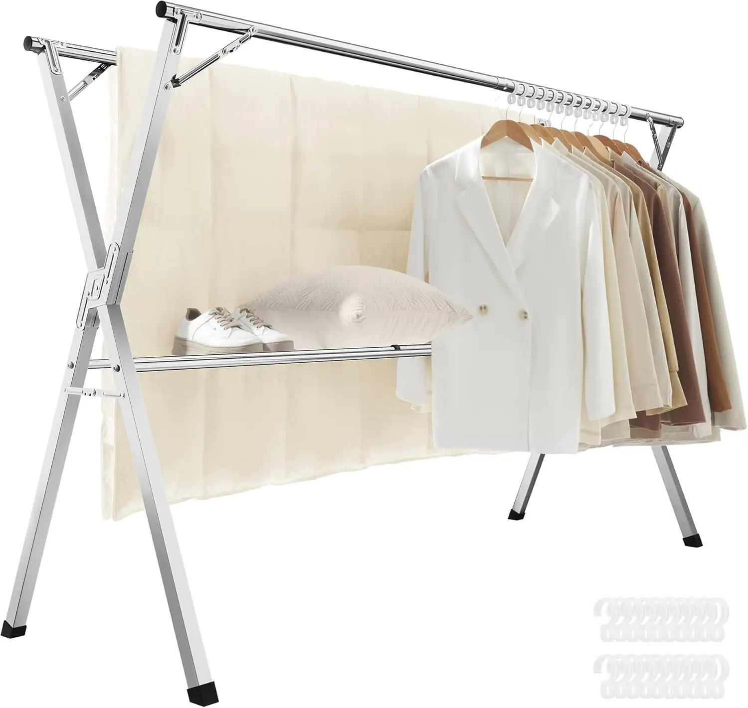 

Clothes Drying Rack Oversized 4-Tier(67.7" High) Foldable Stainless Steel Drying Rack Clothing Movable Drying Rack with 4 castor