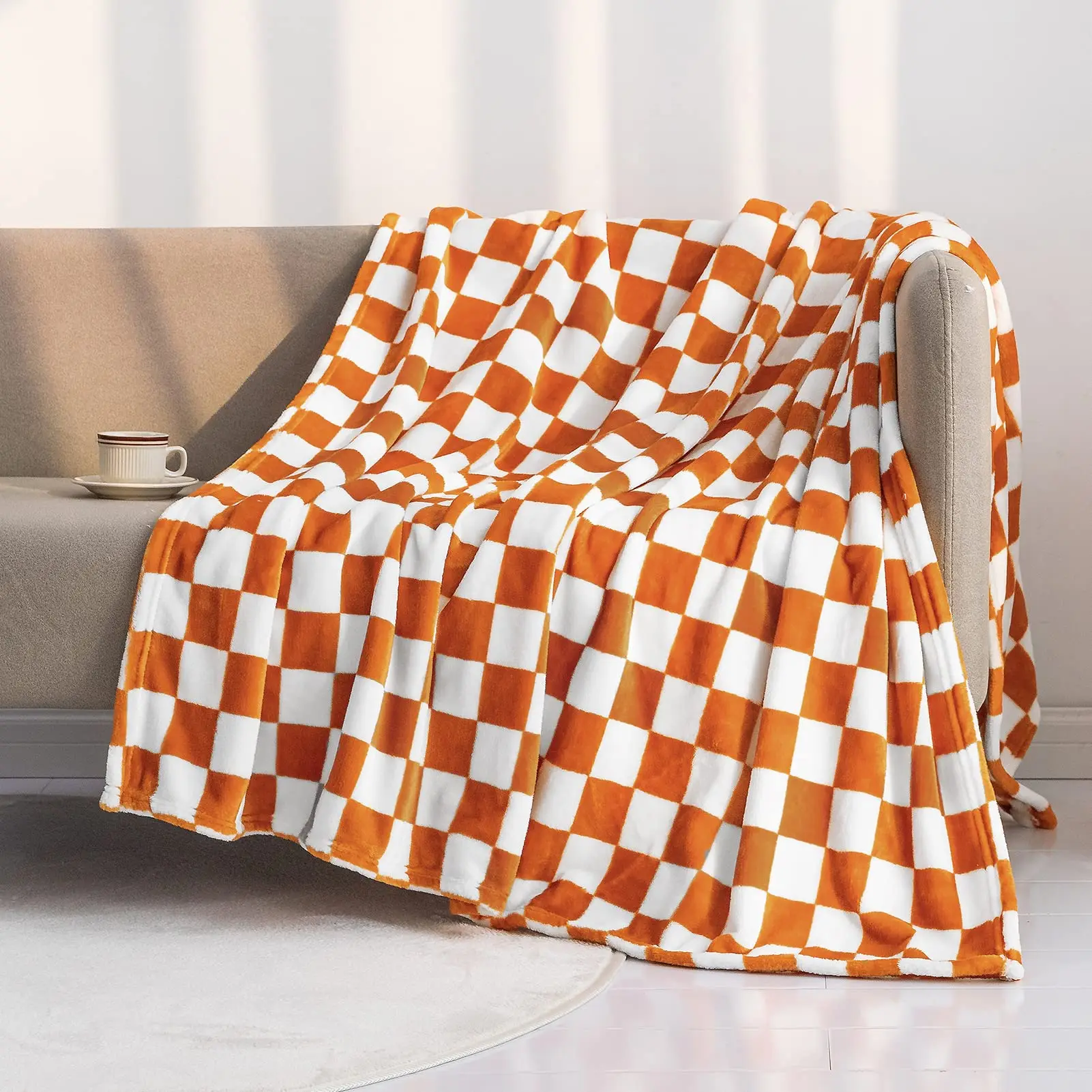 

Checkered Throw Blanket for Couch, Soft & Cozy Fleece Flannel Blanket with Checkerboard Grid Home Decor, Checkered Warm Blanket