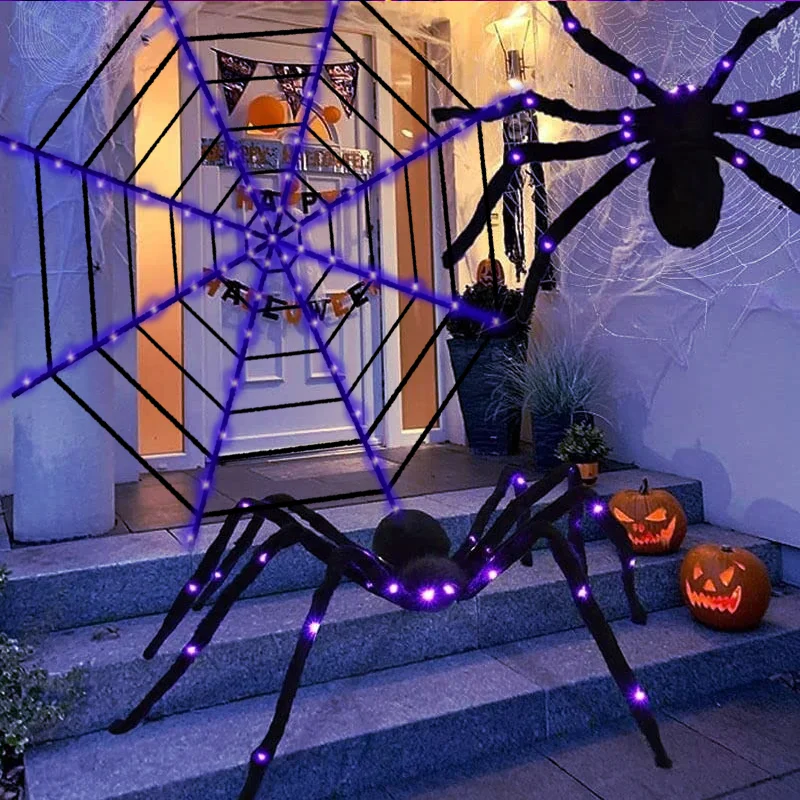 

Halloween Spider Web Lights 3.6meter LED Spider for Indoor Outdoor Halloween Garden Yard Haunted House Decoration