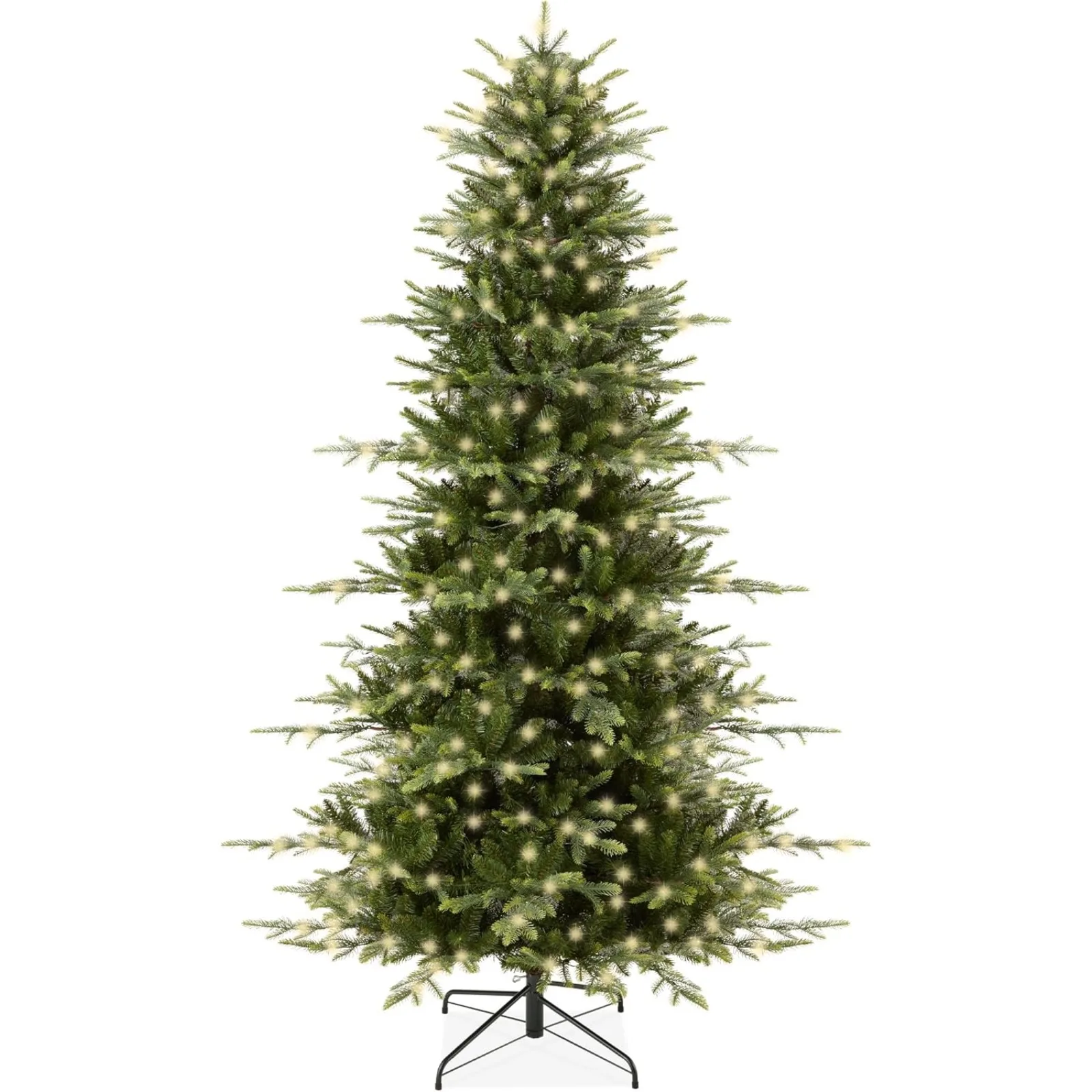 

US 6ft Pre-Lit Artificial Aspen Christmas Tree, Noble Holiday Décor w/ 1,350 Branch Tips, 2-in-1 Multicolor