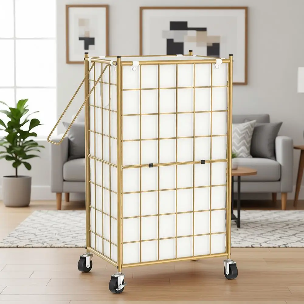 

Металлическая корзина для белья на колесиках, 100 л, со съемным мешком, для хранения в общежитии и спальне