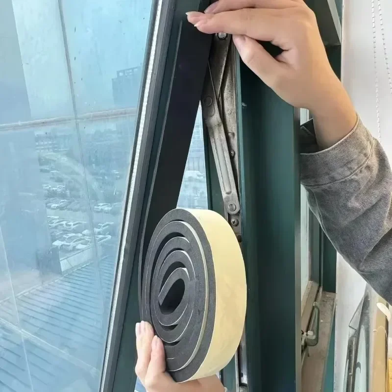 40/2M Black Rubber Sponge Door Window Sealing Strips Soundproof Self Adhesive Anti-collision Pad EVA Foam Single Sided Tape