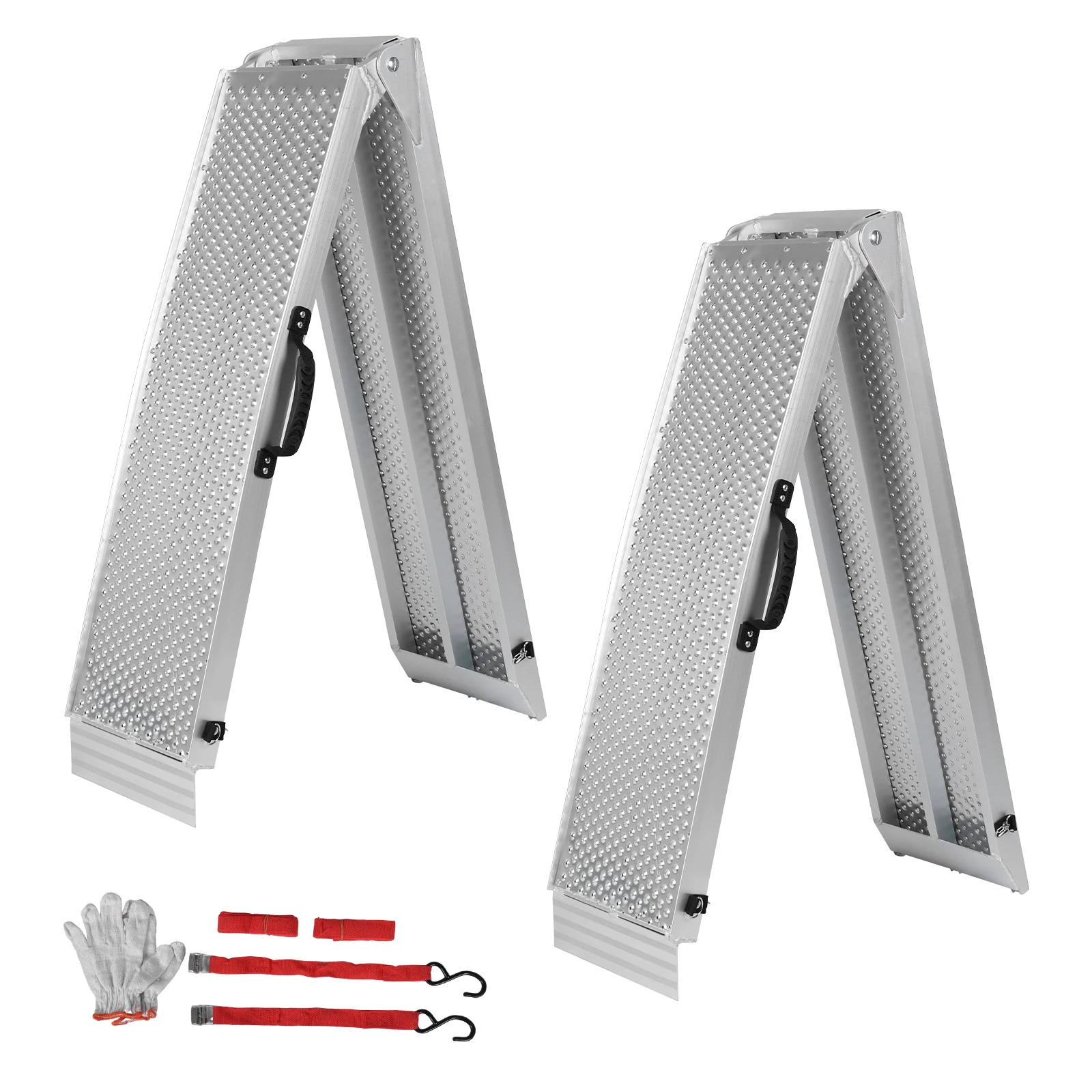 

2Pcs Aluminum Motorcycle Ramp Folding Bike Ramp with Handle Anti-Slip Loading Ramp for Dirt Bike ATV Lawn Mower