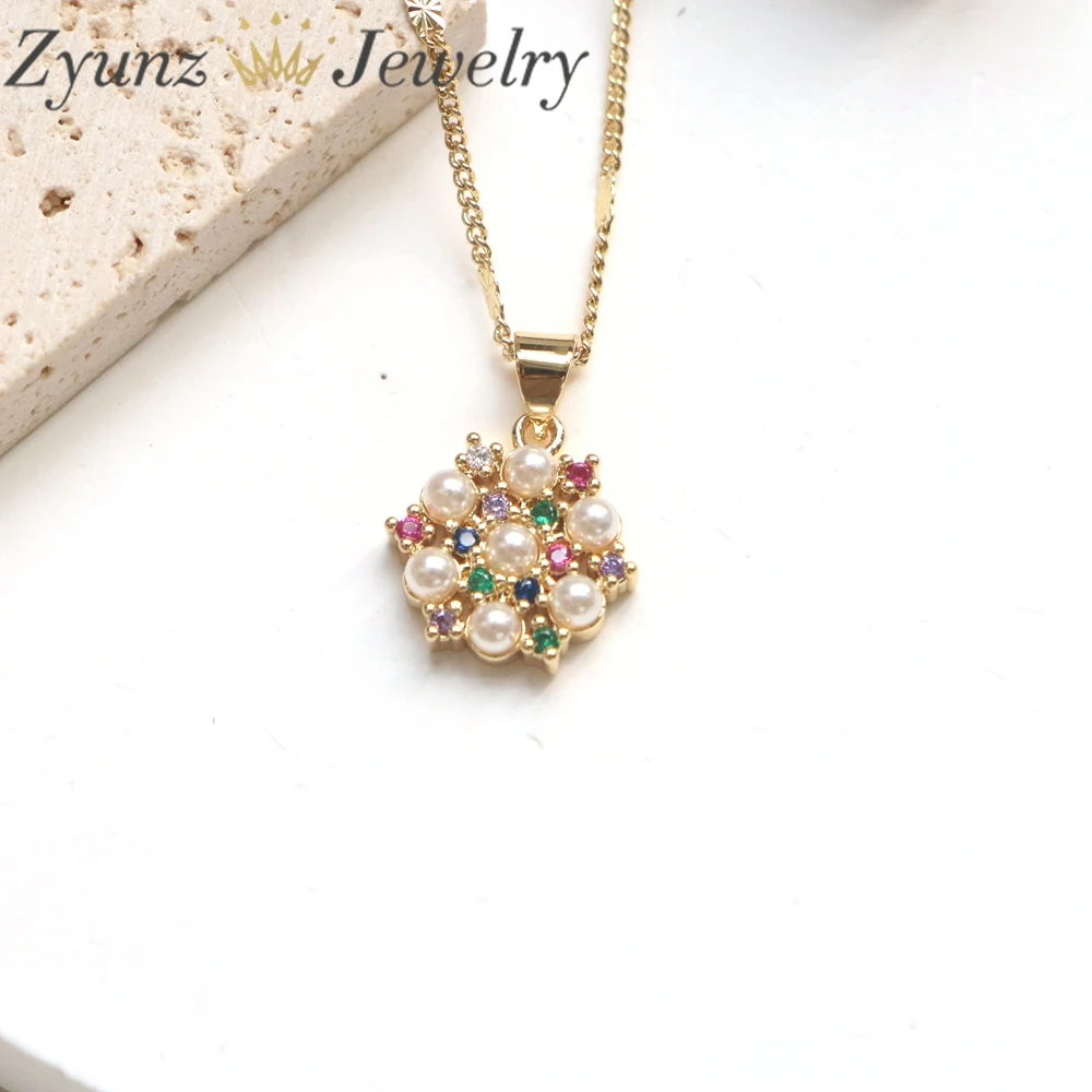10PCS, Elegant Jewelry Pearl Shell Heart Flower Star Pendant Necklace Gold Color Unquie Women Fashion Necklace