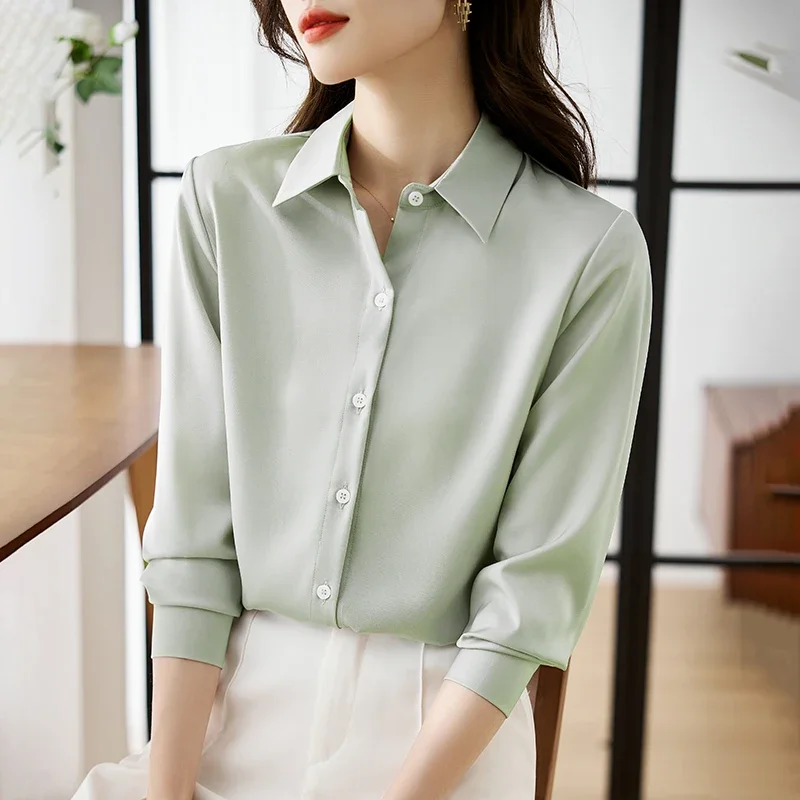 Office Lady Lange Mouw Turn Down Kraag Vrouwen Shirt Wit Shirt Blouse Vrouwen Tops Blouses Shirts Blusas Para Mujer Camisas N197
