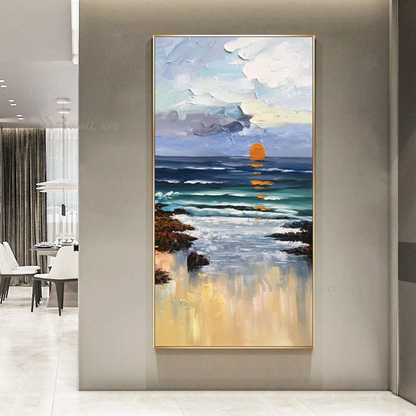 

New Handmade Oil Painting Abstract Seascape Home Decorative Poster Wall Art Canvas Hang Picture Living Room Hotel Custom Mural