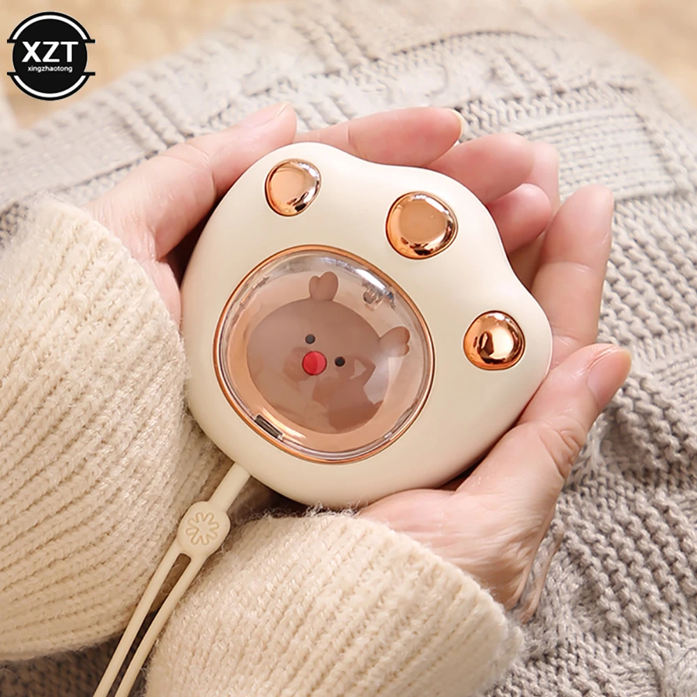 Mini Cute Portable Hand Warmer Cat Paw Cute Winter Heater Quick Heating USB Rechargeable Pocket 1200Mah Small Mini Hands Warmer