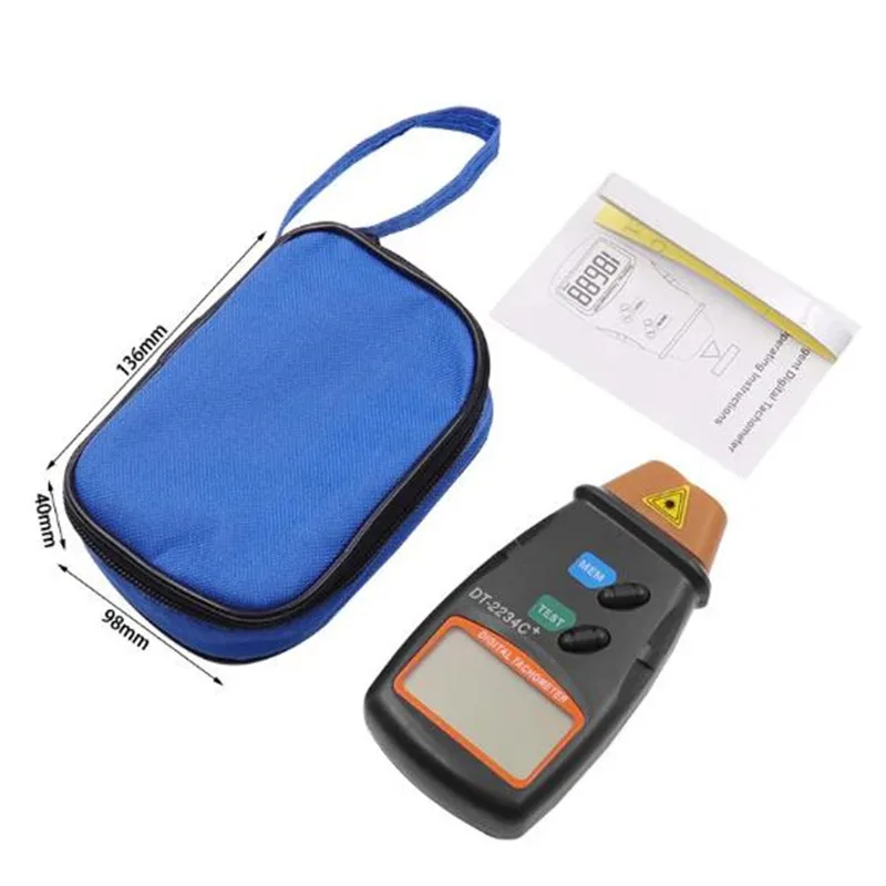 DT2234C+ Digital Laser Tachometer Counter RPM Meter Non-contact Tachometer Rev Counter for Testing Motor Wheel Rotation Speed