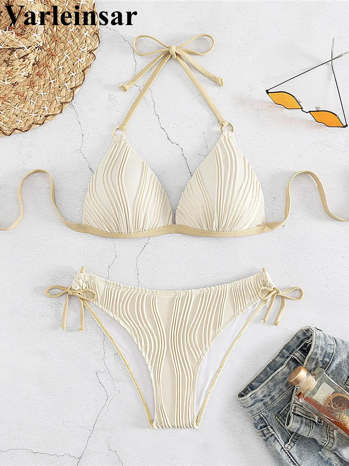 

6-цветный бюстгальтер с лямкой на шее, чашка с высоким вырезом, бикини, женский купальник, женский купальник, комплект бикини из двух частей, купальный костюм, купальный костюм, V6894