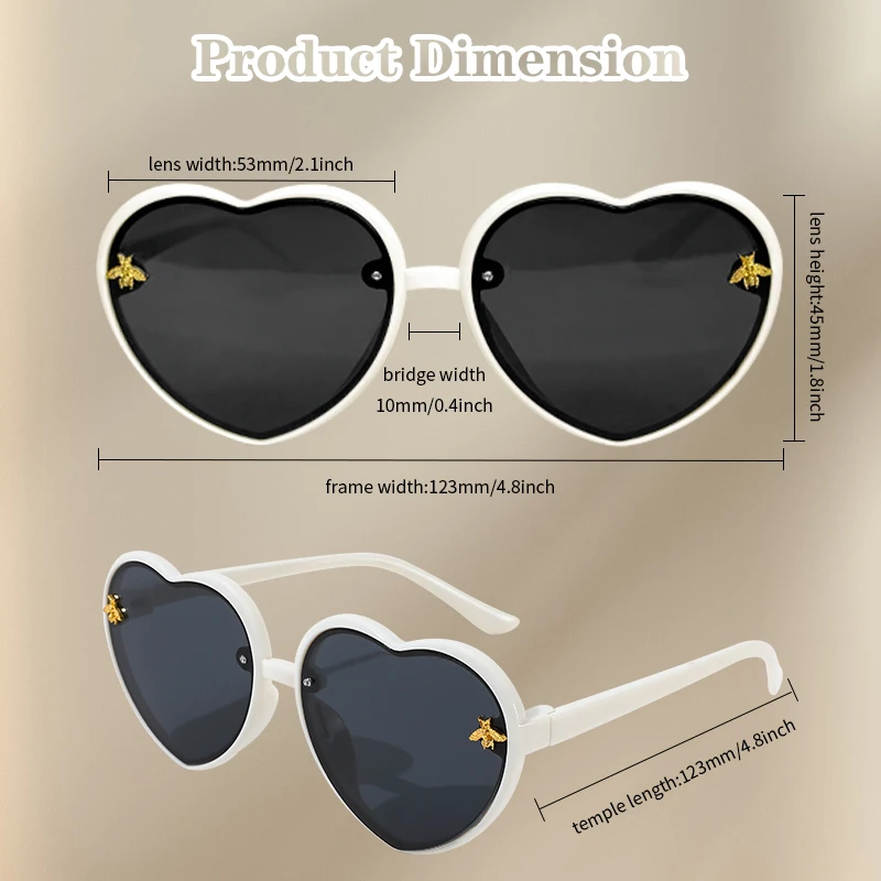 2/3/4/5 pçs 2026 meninas bonito abelha de ouro mais novas cores coração crianças moda óculos do bebê para o presente do dia dos namorados