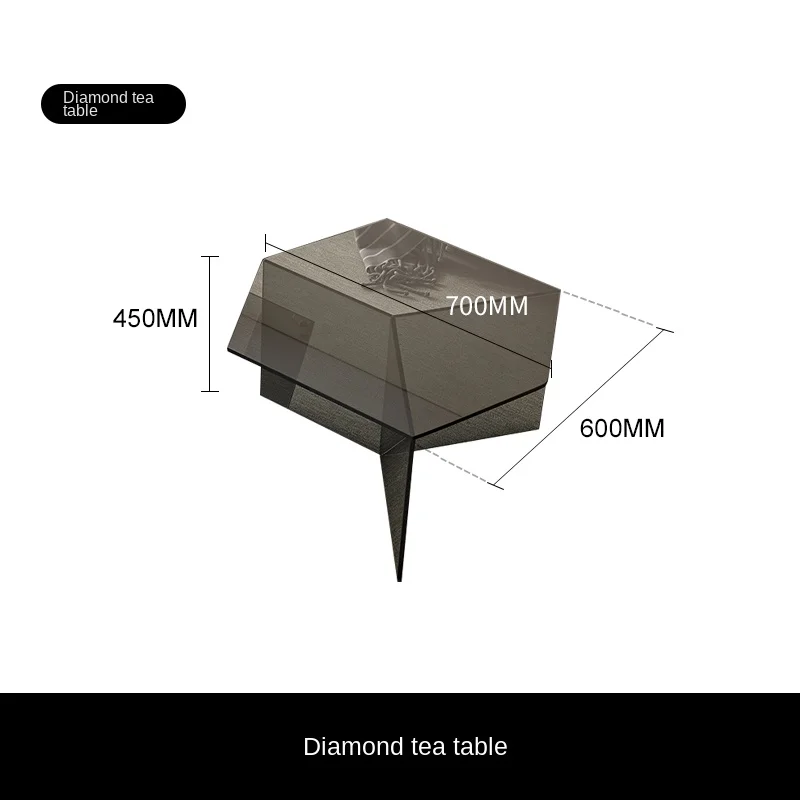 PQF Tempered Glass Hexagonal Tea Table Retractable Diamond Side Table