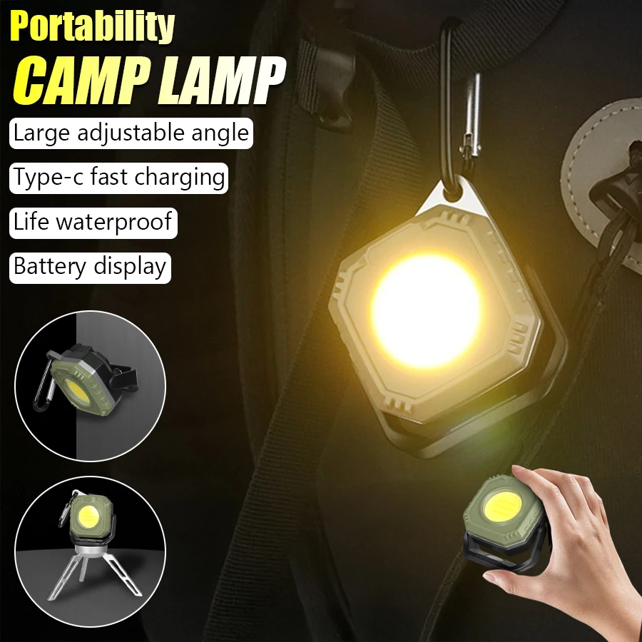 Portable Led Flashlights,USB Rechargeable Lamp With Carabiner,Outdoor Tent Camping Lantern,Strong Magnetic Working Flashlight