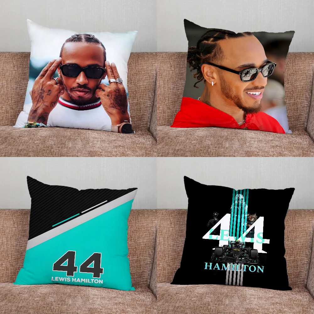 

Racing 44 L-Lewis H-Hamilton Pillow Case For Home Bedroom Car Office Decoration Living Room Sofa Cushion Cover Suitable