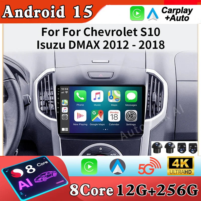 Android 15 Carplay For Chevrolet TrailBlazer 2 2012 - 2016 For Isuzu D-MAX 2 2012 - 2018 Car Radio Multimedia Video Player WIFI