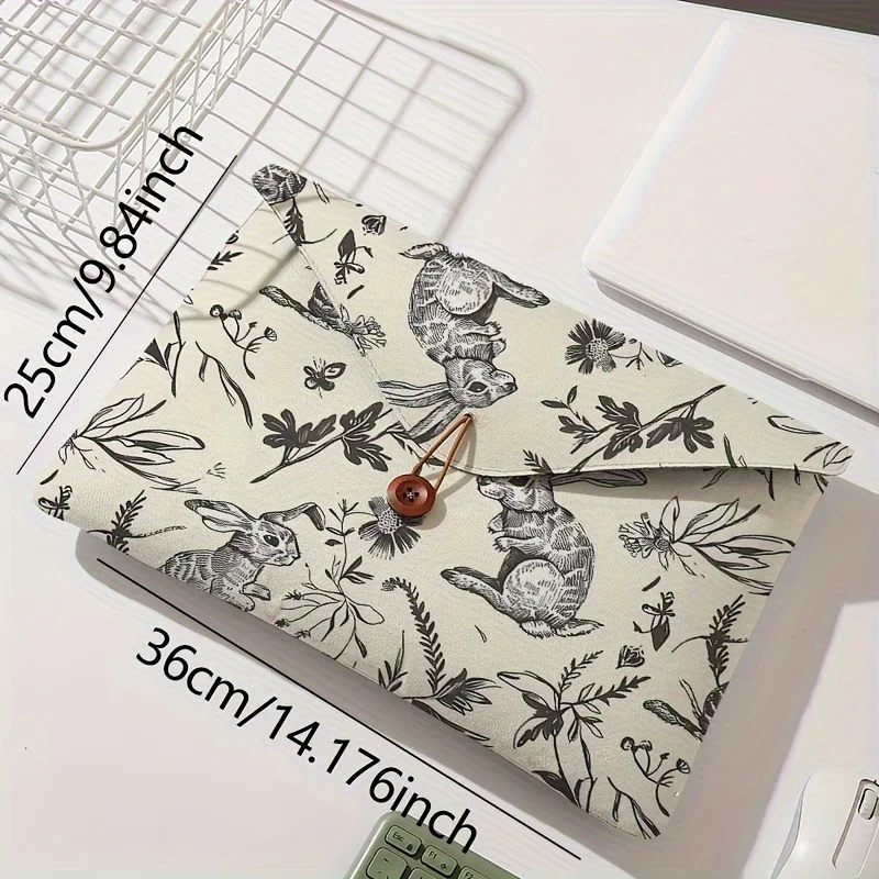 Rabbit print pattern laptop bag with soft laptop fabric cover, suitable for laptop soft cover storage and tablet storage bag